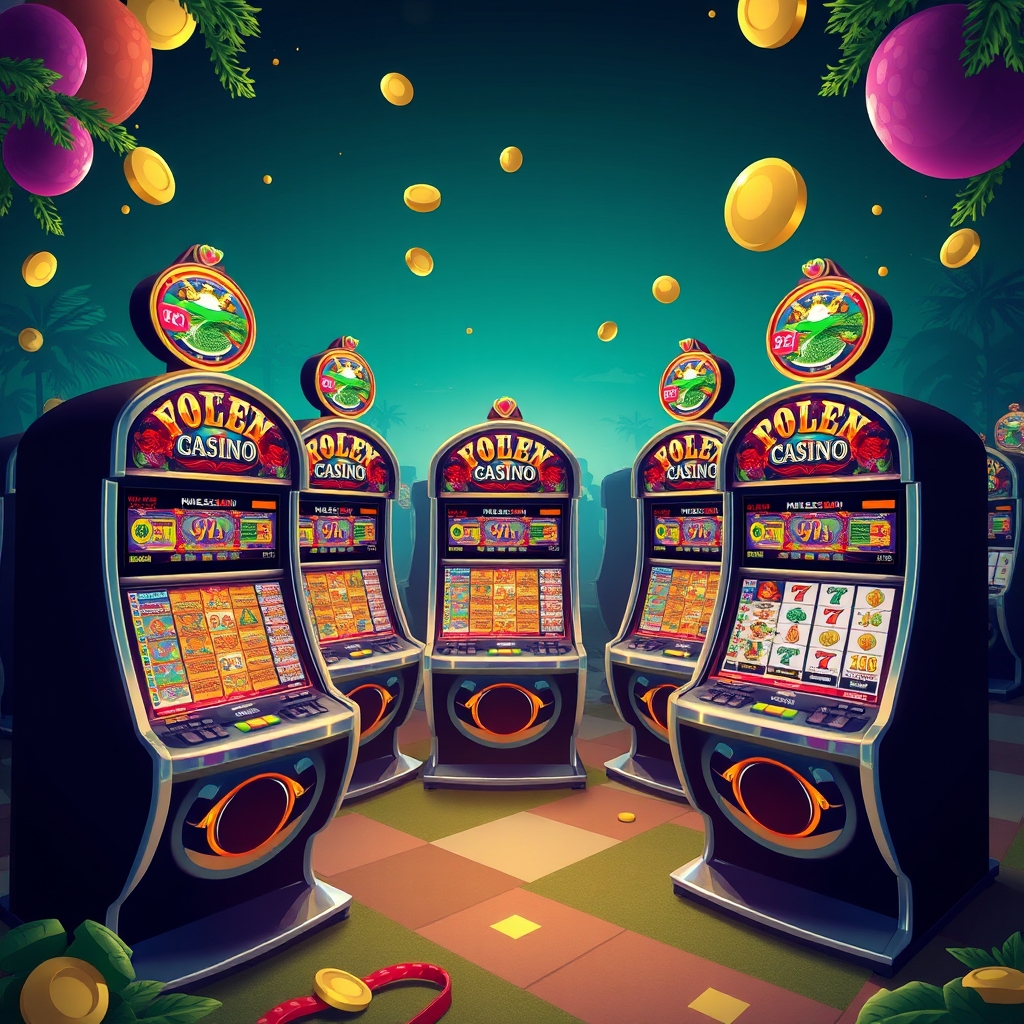 Slot machines closeup GreenSpin Casino